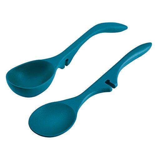 The Pioneer Woman Melamine Mixing Bowls Set with Lids 18-Pieces with 1  Spoon Rest & 1 Stainless Steel Silicone Kitchen Tongs Aqua (Total 20  Pieces)