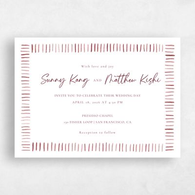 Light Burgundy, Red Wedding Invitation - Lund Landscape