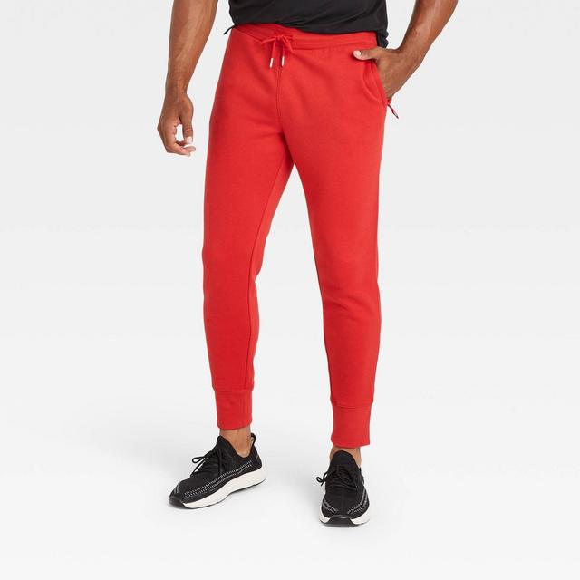 Men's Cotton Tapered Fleece Joggers - All in Motion™ Red XL