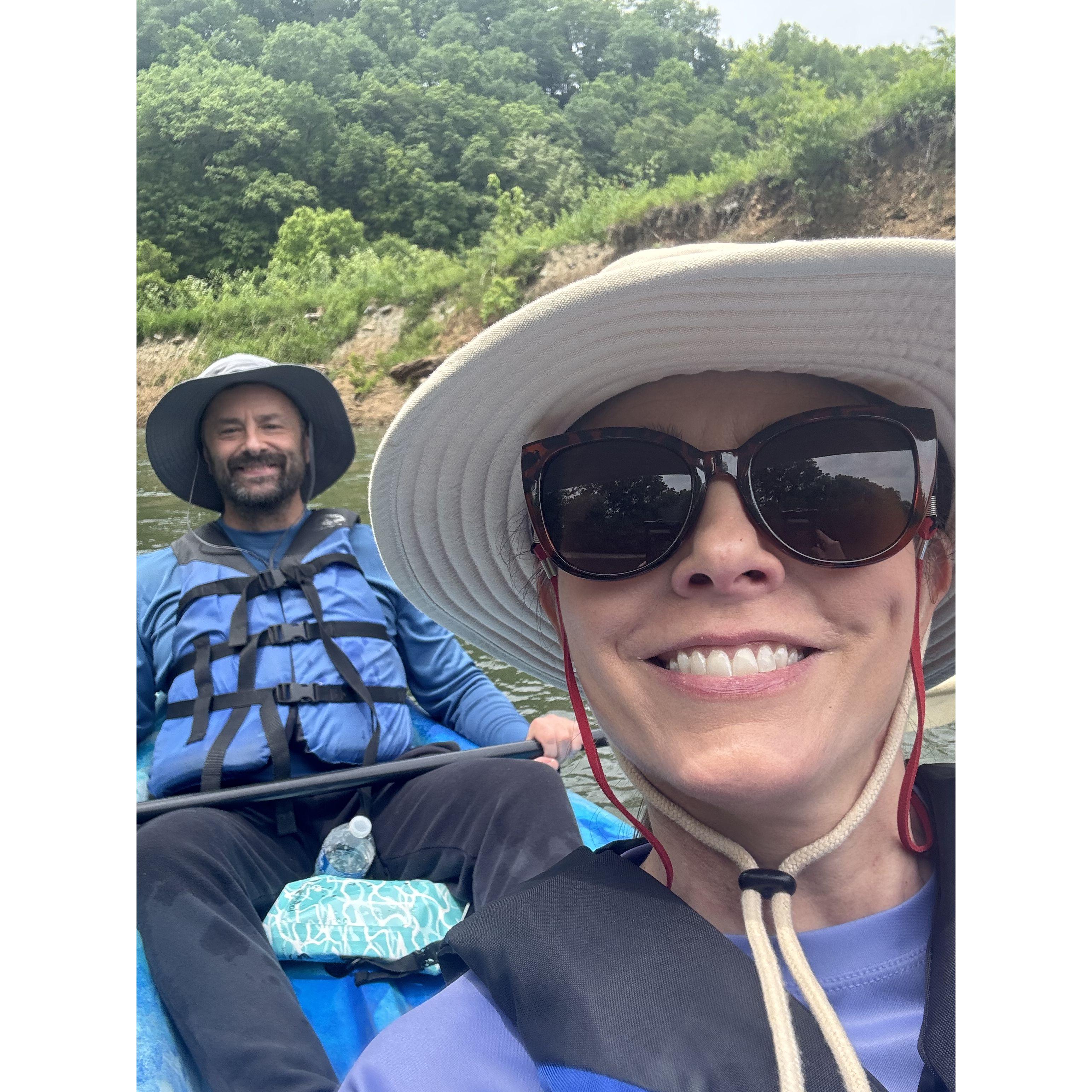 Fun day of kayaking on Elkhorn Creek in Frankfort. Even though we went down the first set of rapids backwards we survived!!