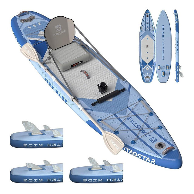 iTAOSTAR City Park 12'×35" Extra Wide Paddle Board with Seat, One-Stop Premium SUP Board Gears, Tailored 5 Fins, Stable Inflatable Stand Up Paddle Boards for Youth/Adults of All Levels