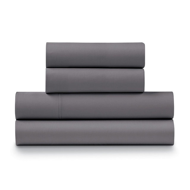 Ella Jayne 100% Cotton Sateen 500 Thread Count Deep Pocket 4-piece Sheet Set, Queen, Charcoal