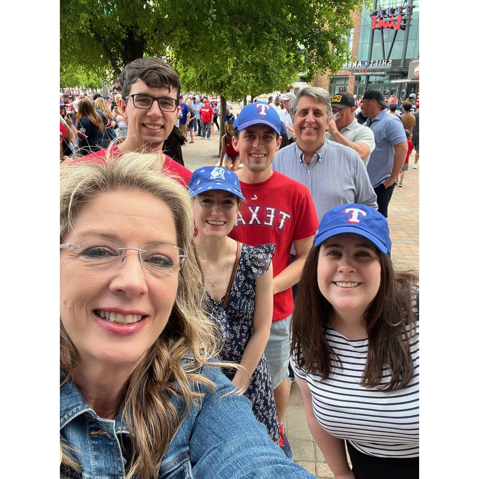 With Monica, Elizabeth, Timothy, and Gregory at a Ranger's game, April 2024