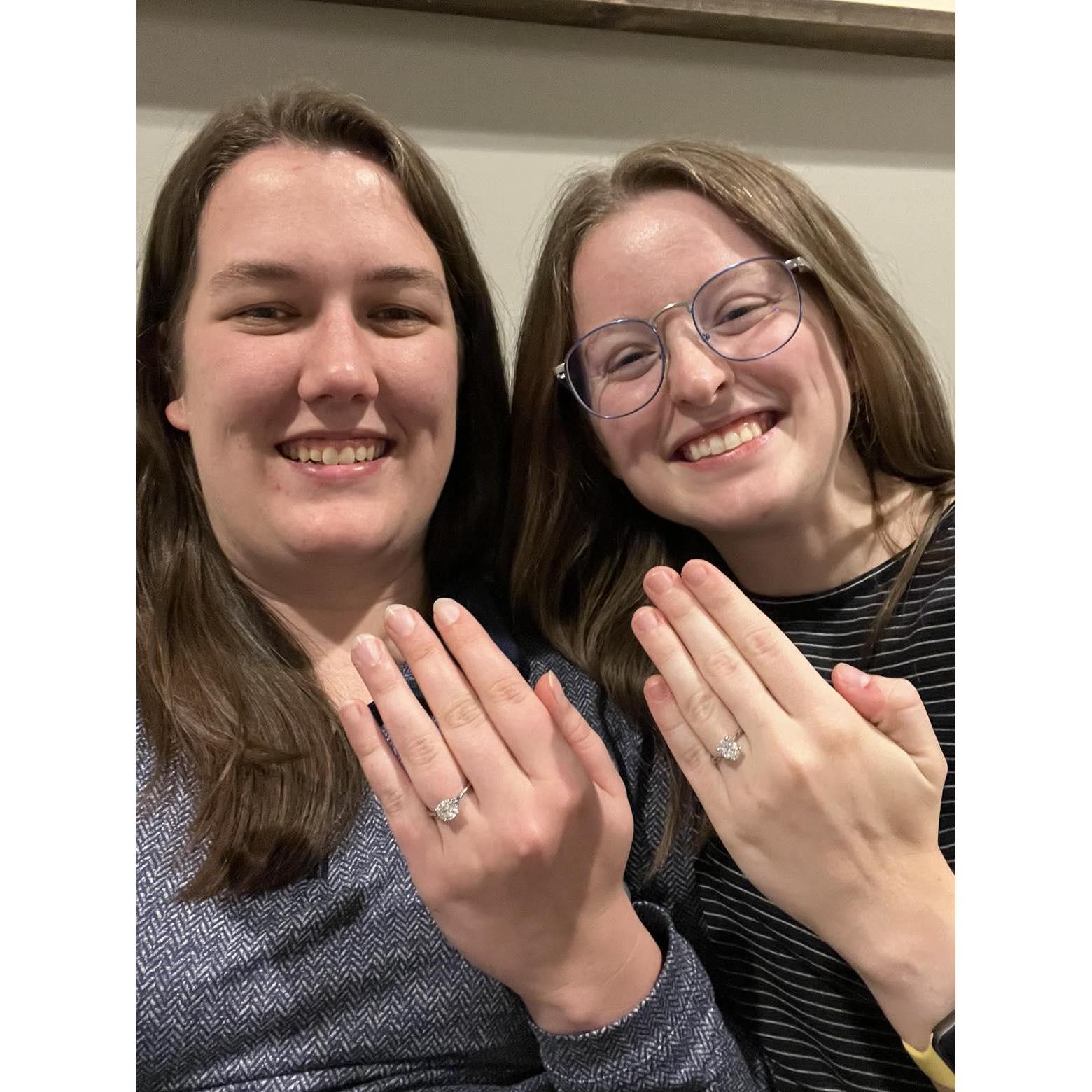 We got engaged on January 29, 2024 at home, with the help of the dogs, of course!