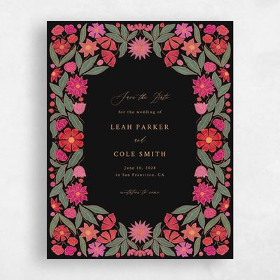 Black Classic Wedding Save the Date - Juliet Portrait