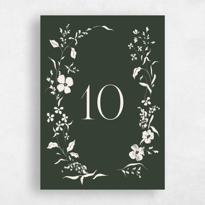 Deep Forest, Green Wedding Table Number - Lynette
