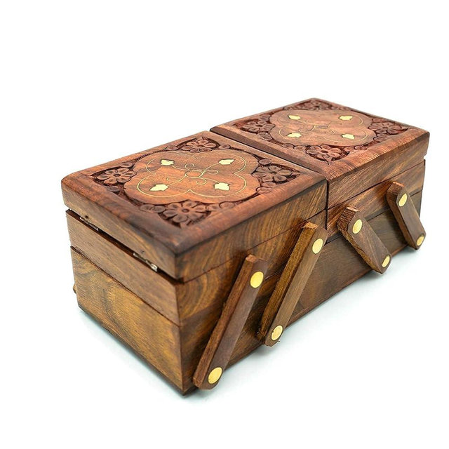 ZYNTIX Wooden Jewelry Organizer - 3 in 1 Jewelry Box with Multiple Compartments for Rings, Necklaces, Earrings - Elegant Design for Home Storage and Gifts for Women - Durable and Stylish