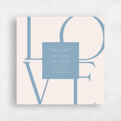 Dusty Blue Wedding Invitation - Josephine Square