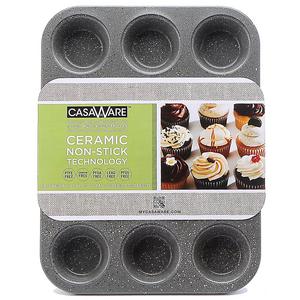 casaWare Ceramic Coated NonStick 12 Cup Muffin Pan (Silver Granite)