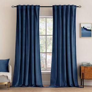 MIULEE Navy Blue Velvet Curtains 84 inches - Luxury Blackout Curtains W52 x L84 inches, 2 Panels