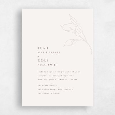 Light Oatmeal, Beige Wedding Invitation - Arum Classic