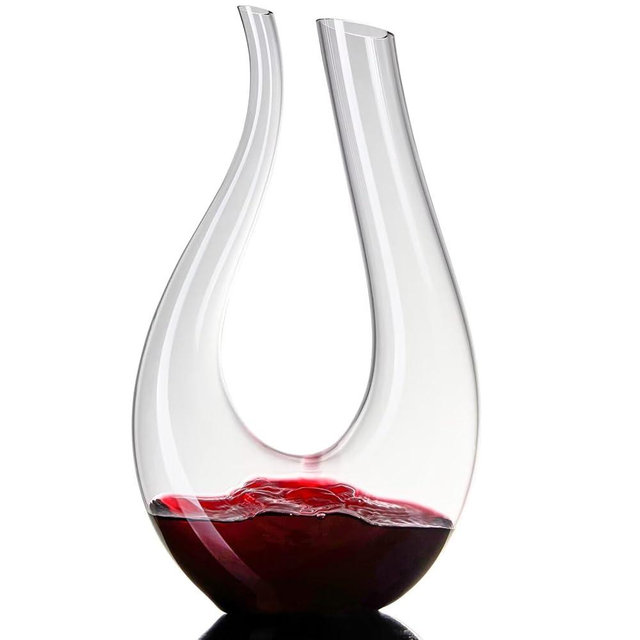 Gem Tour 1PC Luxurious U-Shaped Crystal Glass Wine Decanter - High-End European Style, Harp Design, Red Wine, Large Capacity, Perfect for Home, Restaurant, and Household Use