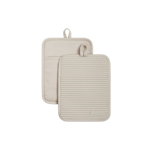 KitchenAid Ribbed Soft Silicone Pot Holder 2-Pack Set, Milkshake Tan, 7"x9"