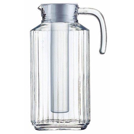 Luminarc 57.5-Ounce Clear Quadro Jug with White Lid and Infuser Tube