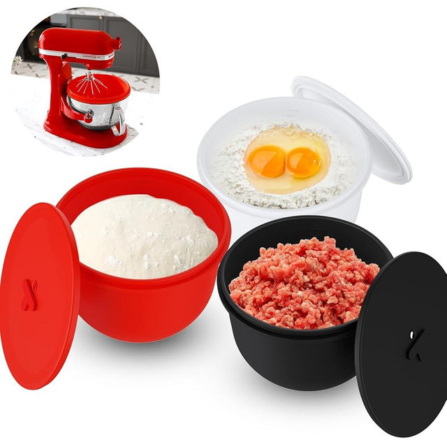 Omoiyari 3-PACK Silicone Bowl Liner 6QT with Air Valve — Custom-Fit for Kitchen Aid 6Qt Stand Mixer, 2mm Extra-Thick Premium Food-Grade Silicone
