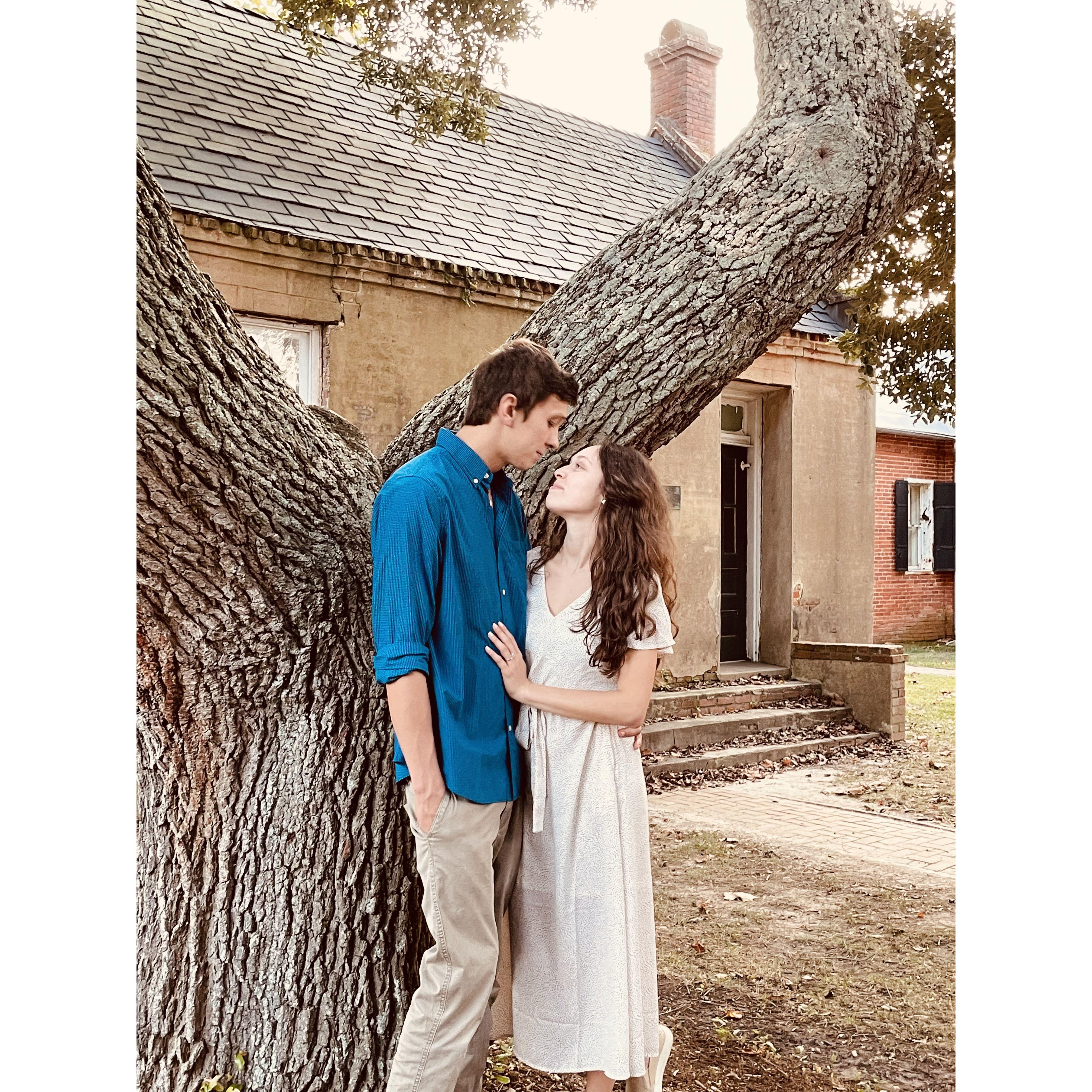 We took this picture in the historic town circle where we grew up.