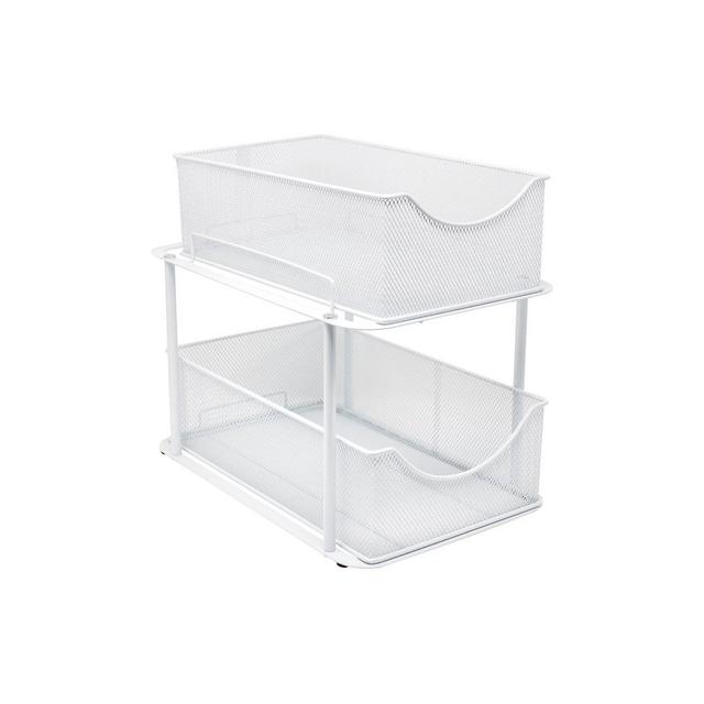 Sorbus 2 Tier Under Sink Organizers - Strong Steel Mesh Sliding Drawers for Enhanced Storage Bathroom, Kitchen, Home and more