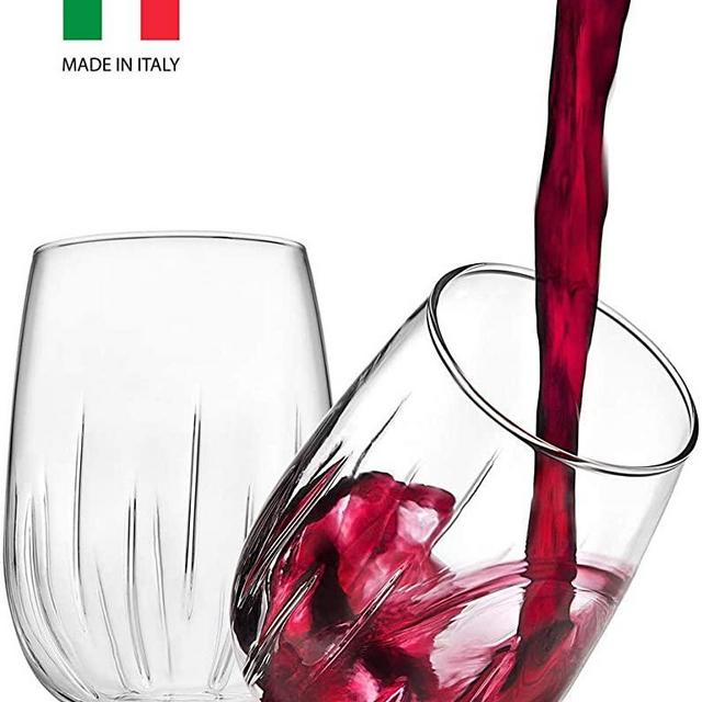 Godinger Aerating Wine Glasses Stemless Goblets Wine Aerator, Made in Italy - 16oz, SET OF 8