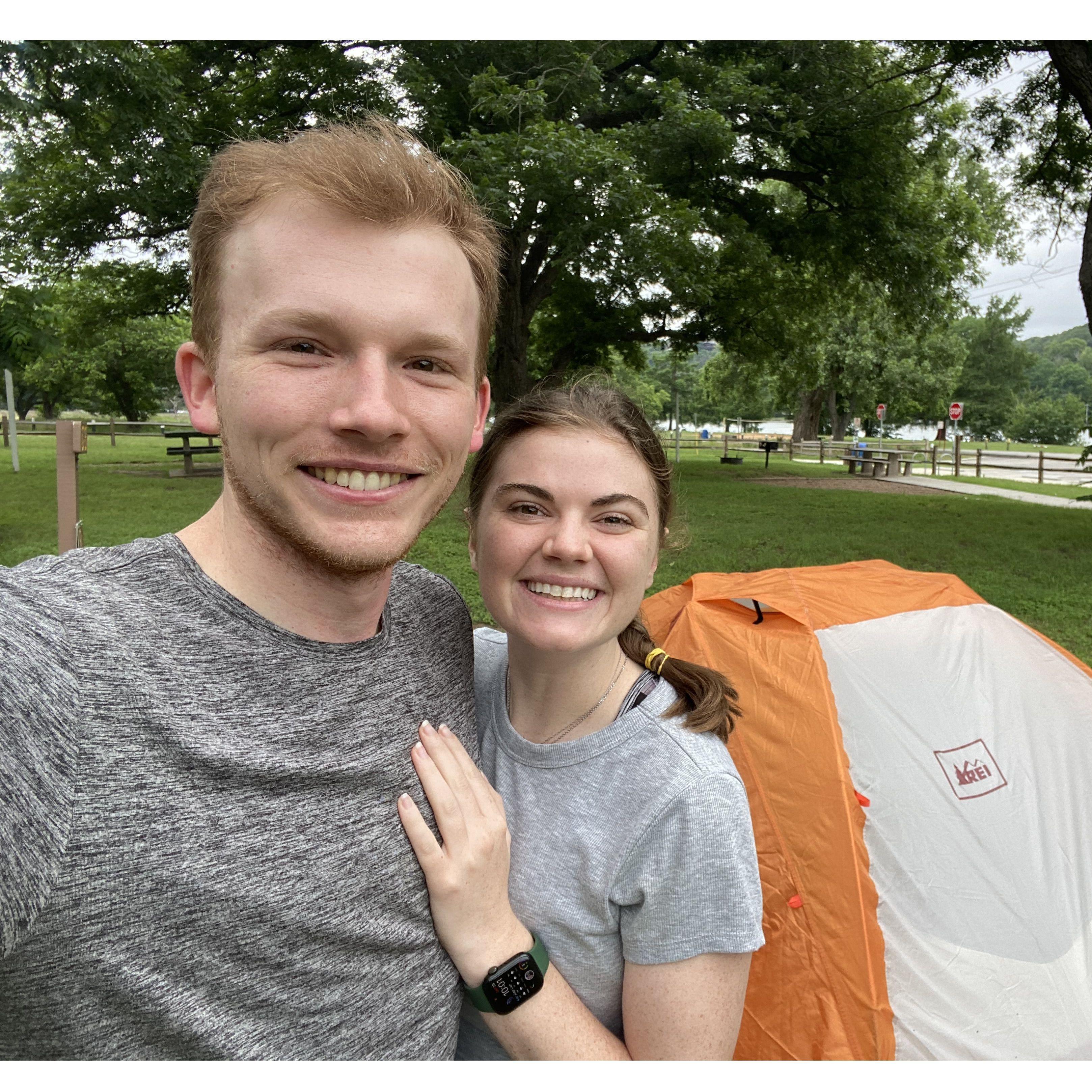 Camping! LOL at the difference in head size
