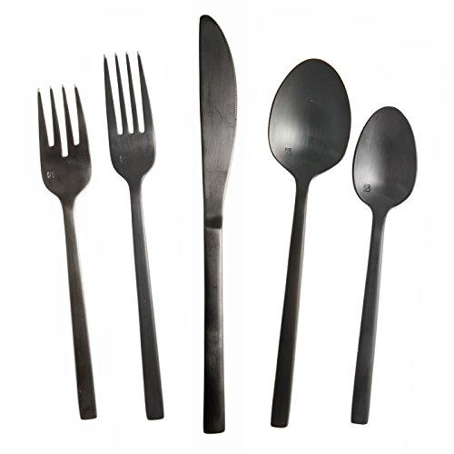 Fortessa Arezzo Brushed Black 18/10 Stainless Flatware 20 Piece Place Setting