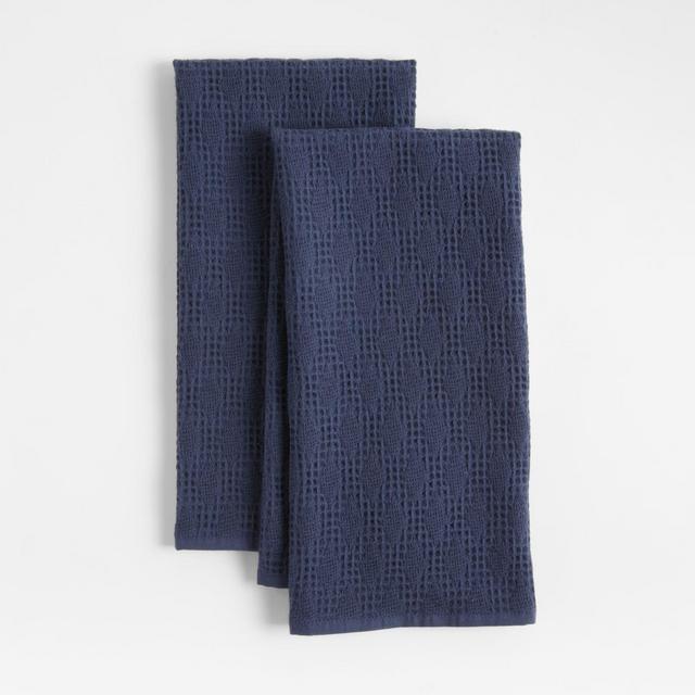 Diamond Piqué Indigo Dish Towels, Set of 2