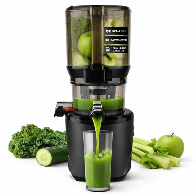 Kuvings AUTO10 Cold Press Juicer Machine – Self-Feeding for Hands-Free Use – Easy to Clean, Quiet 240W Motor, 100 oz Large Masticating Juicer – Designed for Silky Juice with Low Pulp – Matte Black