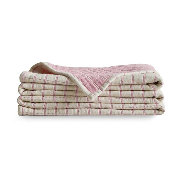 UnHide Summer Cotton Blanket -100% Cotton - Breathable and Lightweight - Cozy Throw Blanket for Outdoor Picnic, Beach, Park, and Backyard - Machine Washable - 60” x 80” - Pink