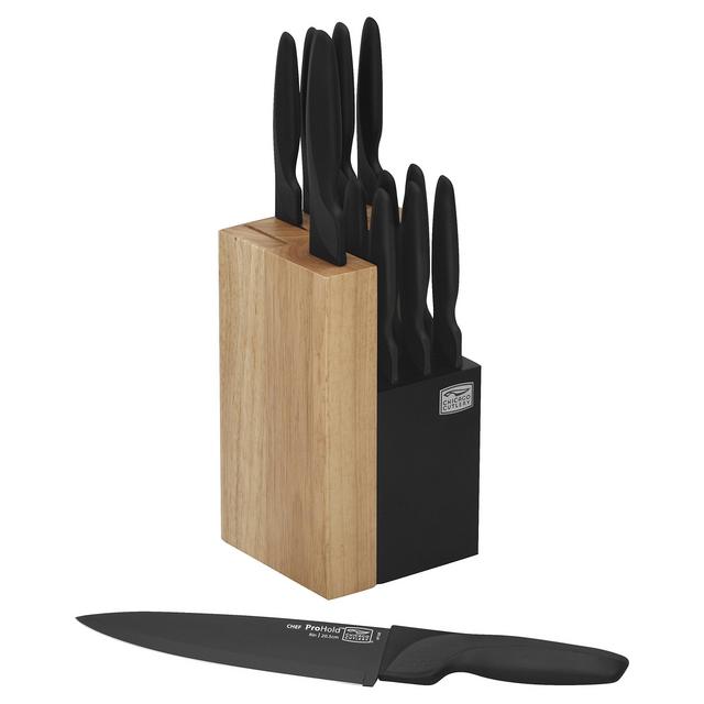 Chicago Cutlery ProHold 14-Piece Dual Knife Block Set, Non-Stick Coating, Black