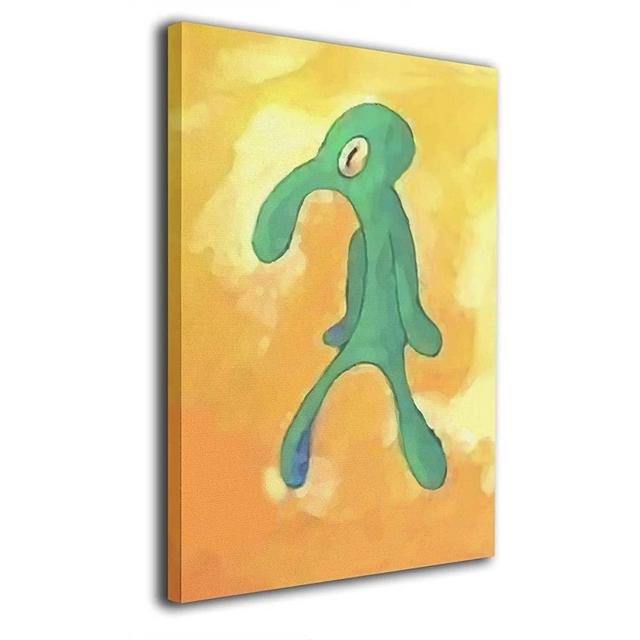 Classic Bold and Brash Painting Squidward Poster, Canvas Wall Art Print Home Bathroom Decor Framed Bedroom Office Living Room Small 12x16 Inches
