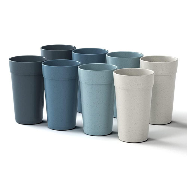 【Set of 8】20 Oz Tumbler Cups,Unbreakable Drinking Cups Microwave and Dishwasher Safe BPA Free E-Co Friendly Reusable Cup For Smoothies,Water,Wine,Alcohol Etc. Drinks