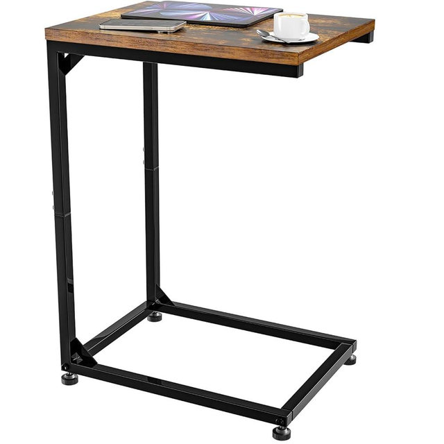 Simple Trending C Shaped End Table, Small Side Table Living Room for Sofa, Couch Table and TV Tray Table Bedroom, Black