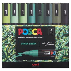 Posca Paint Markers - Set of 8, Green Shade Colors, Medium Bullet Tip, 1.8 - 2.5 mm