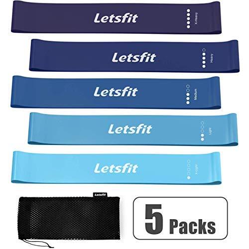 Letsfit Resistance Loop Bands, Resistance Exercise Bands for Home Fitness, Stretching, Strength Training, Physical Therapy, Natural Latex Workout Bands, Pilates Flexbands, 12" x 2"