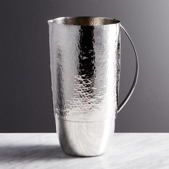 Crate And Barrel Graham 82 oz. Hammered Metal Pitcher
