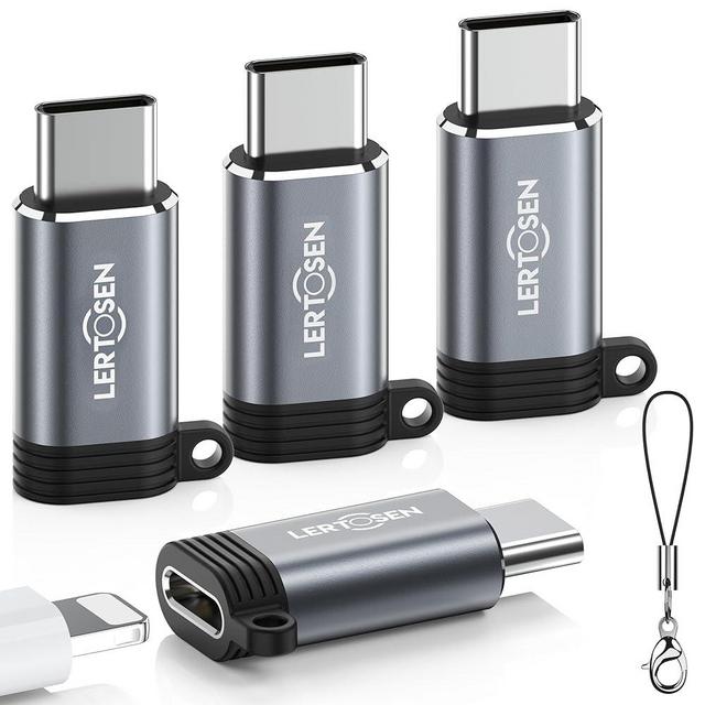 Lightning Female to USB C Male Adapter (4 Pack) Type C Charger Converter Cord Cable for iPhone 15/16/16 Pro/16 Pro Max/16 Plus,iPad Air,Samsung,Support Charging & Data Transfer,Not for Audio/OTG