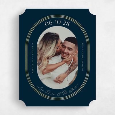 Blue Ticket Wedding Save the Date - Tatum Photo Foil