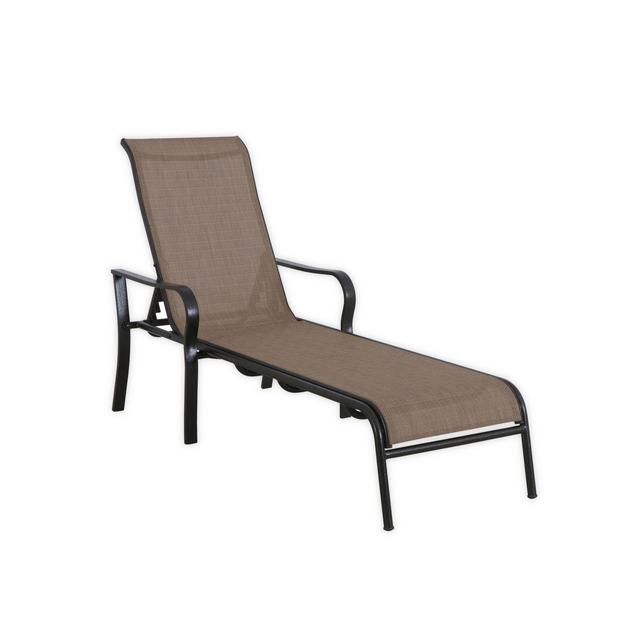 Never Rust Aluminum Sling Chaise Lounge in Brown