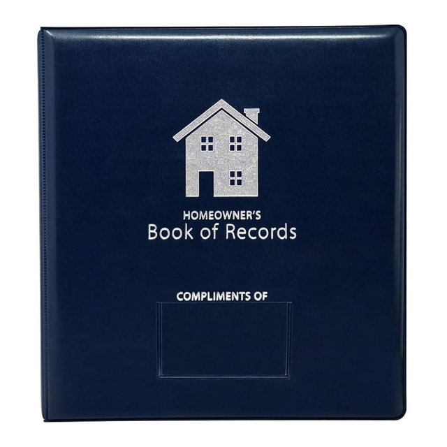 Homeowner's Book of Records Binder, Organize Household Receipts and Home Repair Record Keeping (Navy)