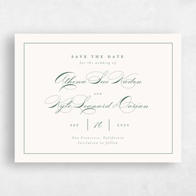 Hunter, Green Wedding Save the Date - Perseus Landscape