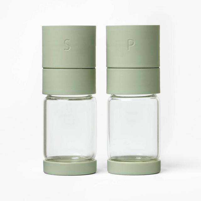 5" Glass Salt and Pepper Grinder Set Sage Green - Figmint™
