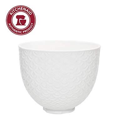 5 Quart White Mermaid Lace Ceramic Bowl