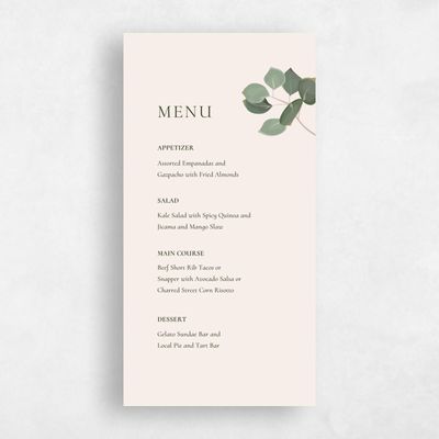 Linen, Beige Wedding Menu - Bransford