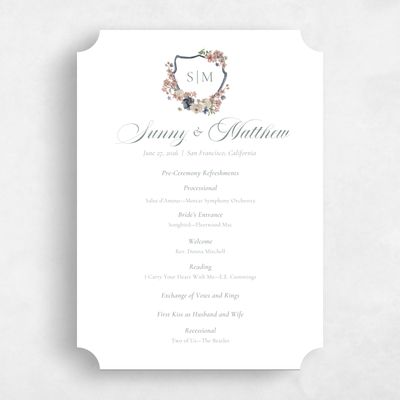 Green Ticket Wedding Program - Windansea
