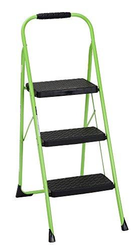 Cosco 11408GNF1E, Green Three Big Folding Step Stool with Rubber Hand Grip