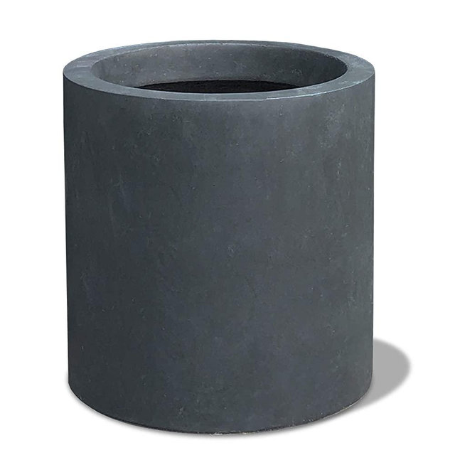 Kante RC0119A-C60121 Lightweight Concrete Outdoor Modern Cylindrical Planter, 9.8 Inch Tall, Charcoal
