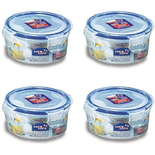 Lock & Lock HPL932 Round Water Tight Food Container Snack Box, Set of 4, Clear
