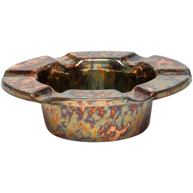 Stinky Cigar One-Piece Ashtray - Durable Stainless Steel, Rustproof, Unbreakable Design - Windproof Deep Bowl with 6 Stirrups for Even Burn - Perfect for Patio Relaxation - Distressed Copper Plated