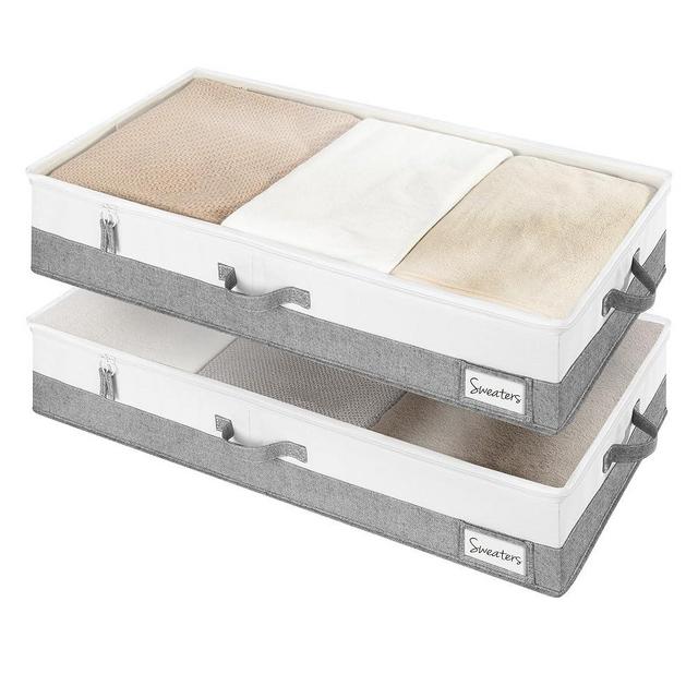 StorageWorks Large Under Bed Storage Containers with Handles and Label Holder, 2 Pack Ultra-thick Fabric Underbed Bins, Closet Organizer for Clothes, Blankets, Sweater