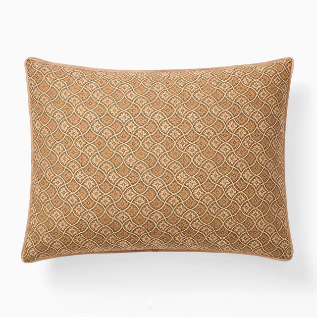 Diamond Lattice Floral Standard Sham, Sandalwood