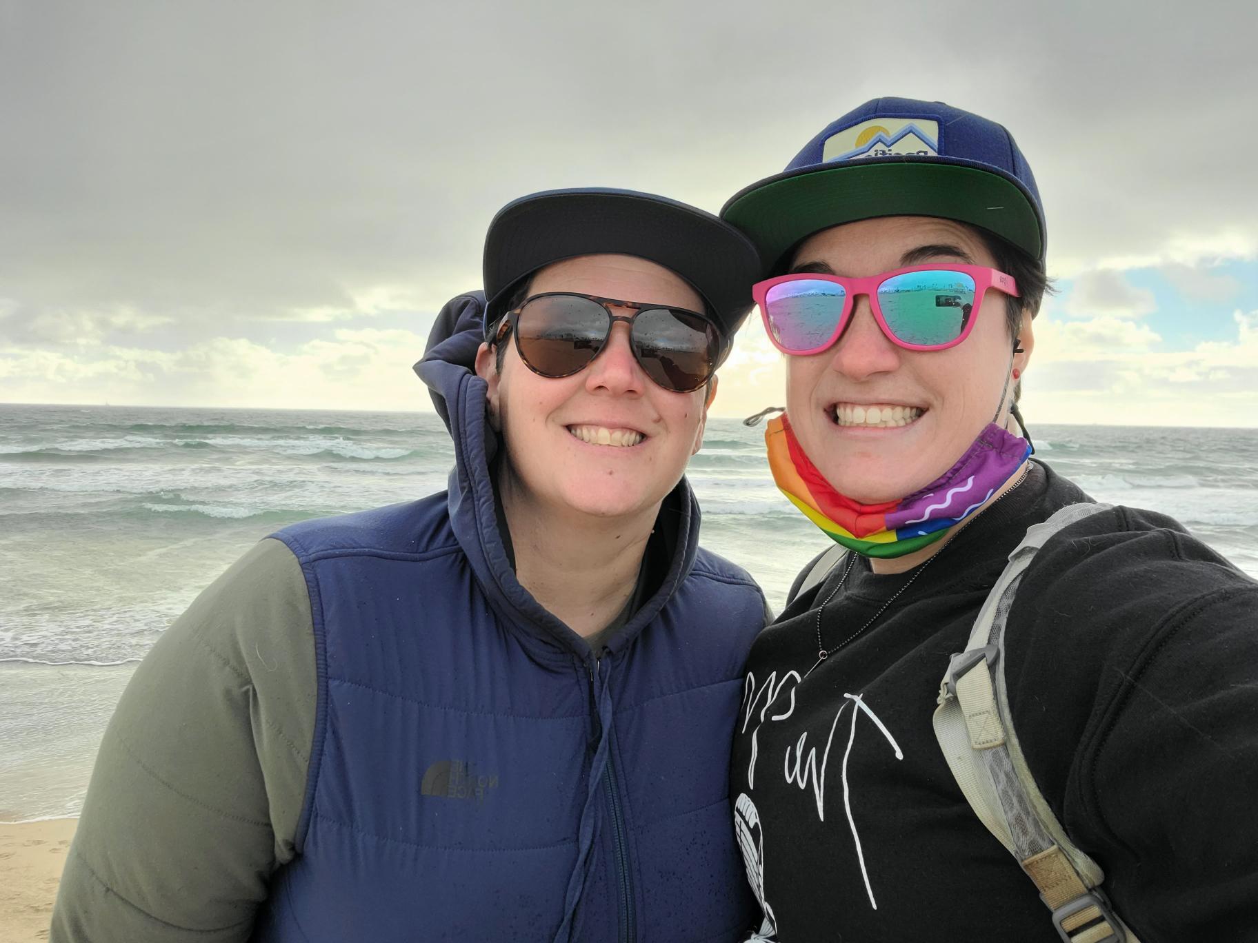 A windy day in Huntington Beach, CA. Dec. 2021 - Erika finally meets the Wood family 😐